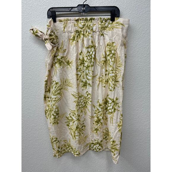 Panama Jack Skirt Women's Size XL Tan Pineapple Linen Blend Wrap Midi Skirt New - Picture 2 of 4